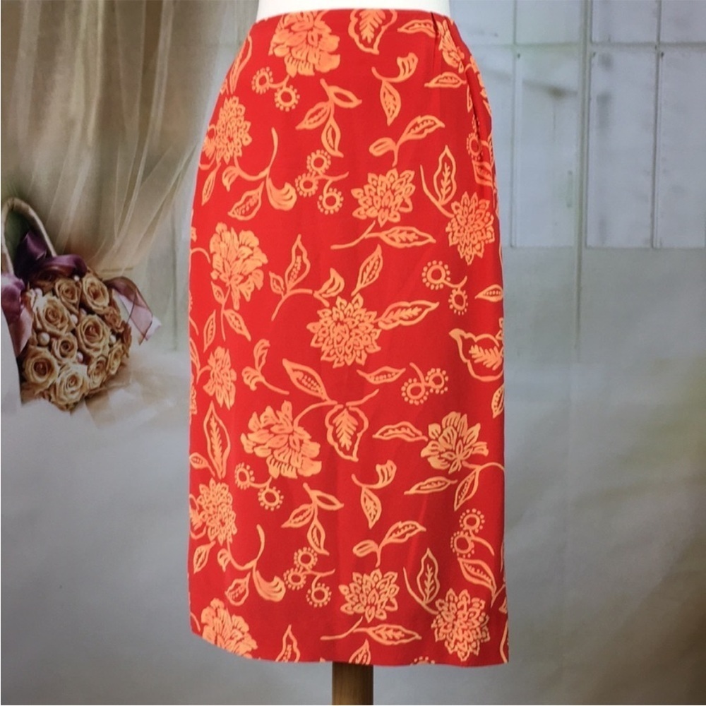 Josephine Chaus Red Floral Faux
Wrap Skirt 8